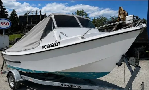 18 ft Harcraft power dory on a galvanized trailer